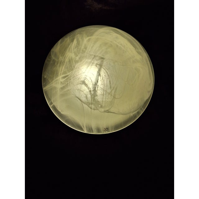 2000 - 2009 Vintage German Flat Ceiling Lamp with White Marbled Glass Shade from Peill & Putzler, 2000s For Sale - Image 5 of 8