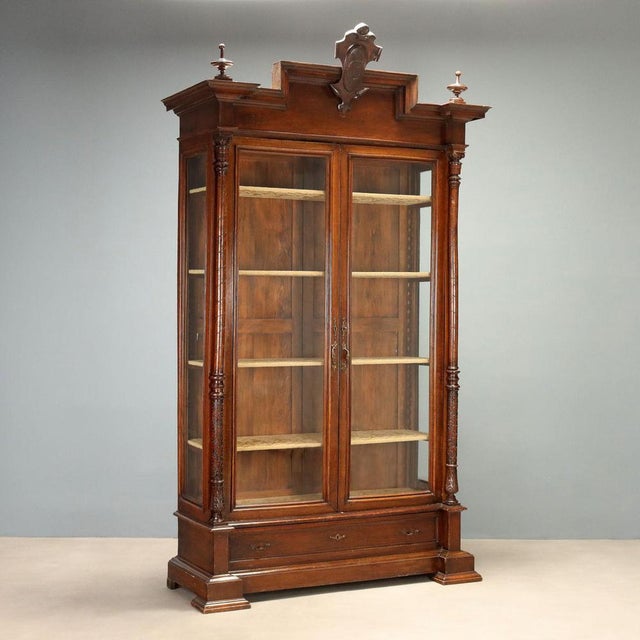 Walnut Display Cabinet with Glass Doors For Sale - Image 13 of 13