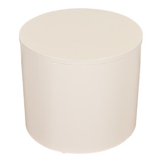 Milo Baughman for Thayer Coggin Mid-Century Modern White Lacquered Drum Side Table, Newly Refinished For Sale