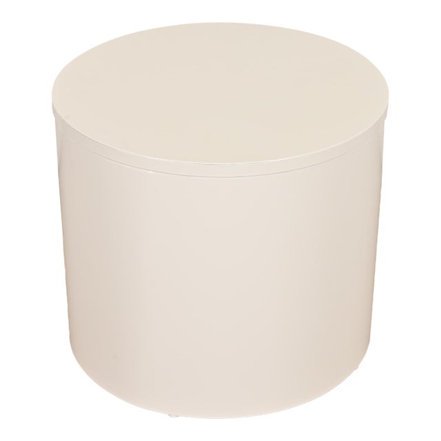 Milo Baughman for Thayer Coggin Mid-Century Modern White Lacquered Drum Side Table, Newly Refinished For Sale