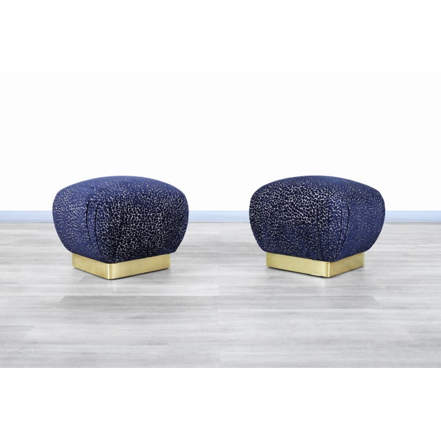 Marge Carson Vintage Marge Carson Brass Stools/Ottomans - A Pair For Sale - Image 4 of 11