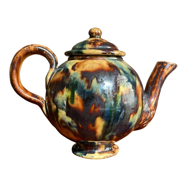 19th C. Thomas Whieldon Staffordshire Glaze Tea Pot For Sale