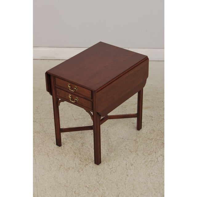 Chippendale Henkel Harris Cherry 2 Drawer Drop Leaf Table For Sale - Image 3 of 15