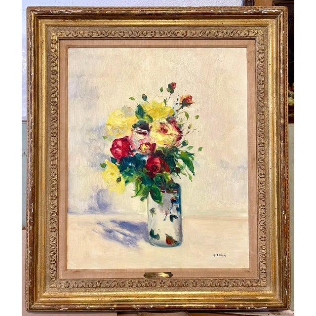 Textile Gaston Sebire, French Post Impressionist Oil Painting Floral Roses, Vase Gaston Sebire Flowers, c.1960 For Sale - Image 7 of 10
