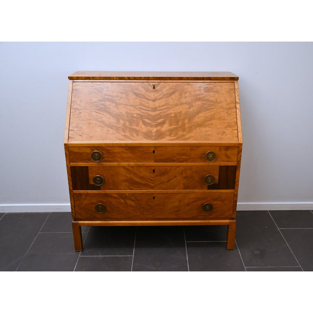 Swedish Grace Flamed Birch and Macassar Secretaire from Svenska Möbelfabrikerna, Late 1920s For Sale - Image 6 of 9