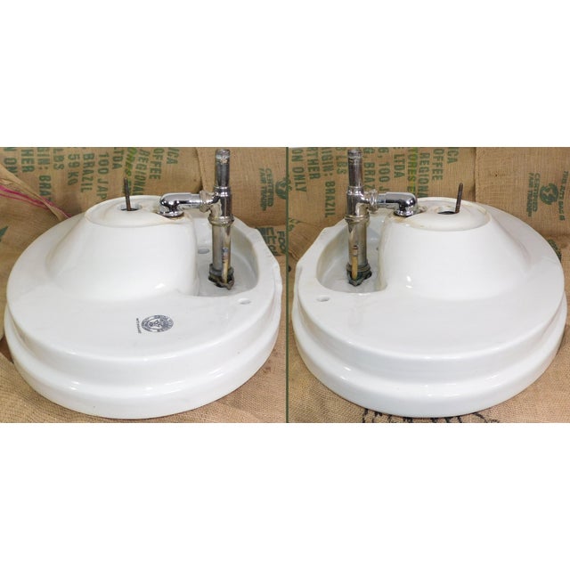 Antique 1918 Trenton Potteries Company Impervio Large Vitreous China Pedestal Sink With Rare Faucet For Sale - Image 14 of 18
