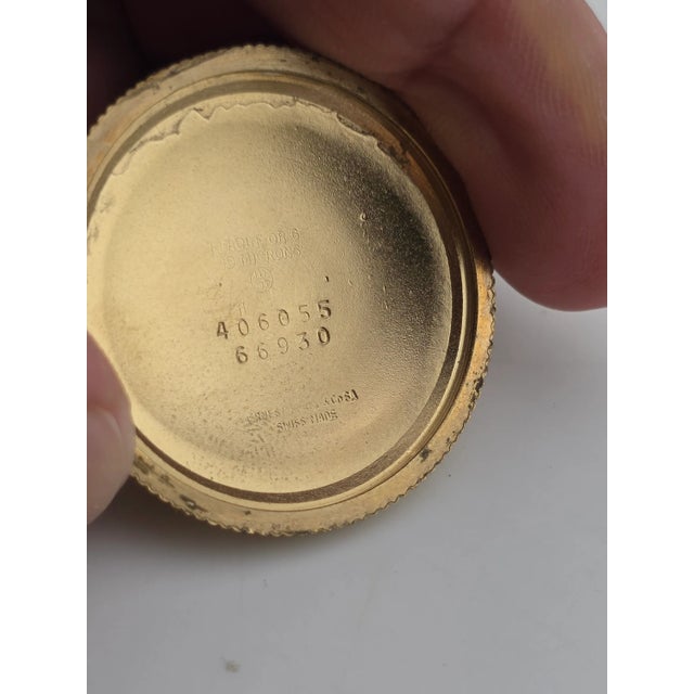 Rare Vintage Ornate "Ernest Borel" 17 Jewel Gold Plated Pendant Watch Works For Sale - Image 12 of 16