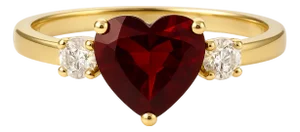 Heart Cut Garnet Cubic Zirconia Ring • Dainty Romantic Gemstone Ring • January Birthstone Ring Us 7