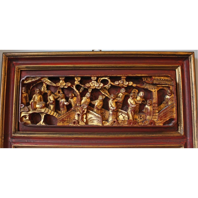 Likely 19th Century Mirror Created From an Antique Chinese Wood Panel For Sale - Image 4 of 4