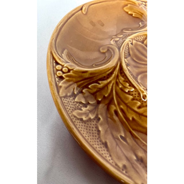 1970s Gien Gold Glaze Majolica Artichoke Plate For Sale - Image 10 of 13