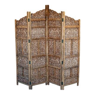Vintage Handcrafted Wood Screen; Room Divider For Sale