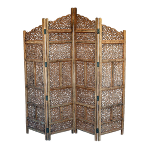 Vintage Handcrafted Wood Screen; Room Divider