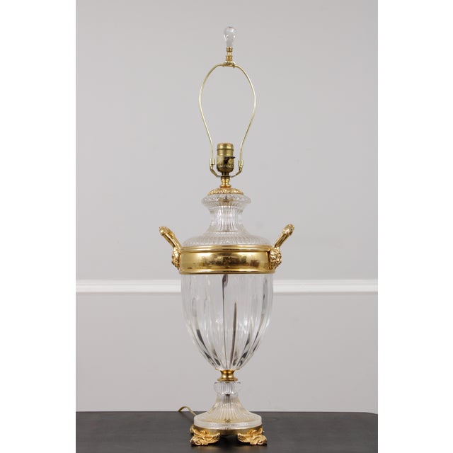 Italian 1980s Pair Sunning Italian Brass & Crystal Urn Style Table Lamps For Sale - Image 3 of 16