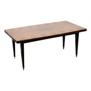 Art Deco Chevron Marquetry Dining Table with Extensions, France, 1940s For Sale