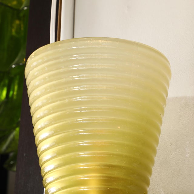Modernist Hand-Blown Smoked Peridot Hive Form Murano Glass & Brass Sconces For Sale - Image 12 of 12