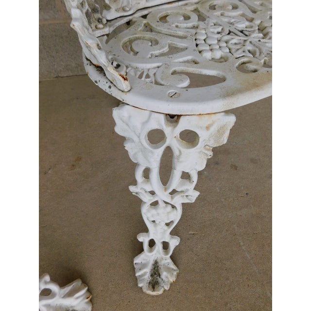 Metal Vintage Grape Vine Pattern Cast Iron 3 Pc Garden Chair Set For Sale - Image 7 of 18