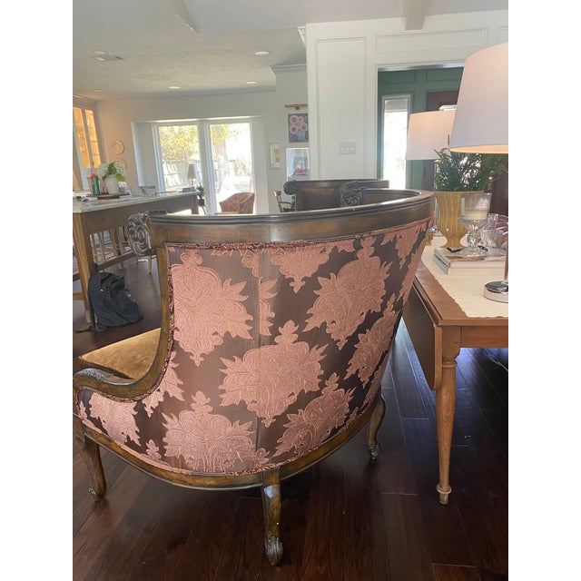 Contemporary Attributed to Marge Carson Tan Velvet & Silk Accent Chairs – Set of 2 For Sale - Image 9 of 10