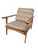 Mid-Century Modern Scandinavian Modern MCM Walnut Framed Armchair With Striped Cushions For Sale - Image 3 of 7