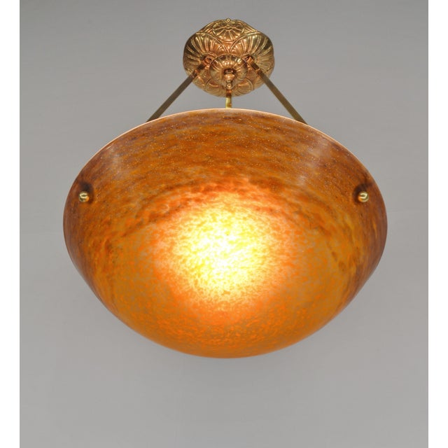 Metal French Art Deco Pendant Light by Muller Freres Gv De Croismare 1920s France For Sale - Image 7 of 11
