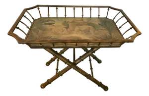Maitland Smith Wood and Metal Tray Table