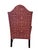 Elegant Queen Anne Wingback Chair in Coral Damask Upholstery With Carved Mahogany Frame For Sale - Image 10 of 12