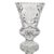 Cut Crystal Footed Vase With Etched Floral Medallion and Pinched Rim Detailing For Sale - Image 4 of 8