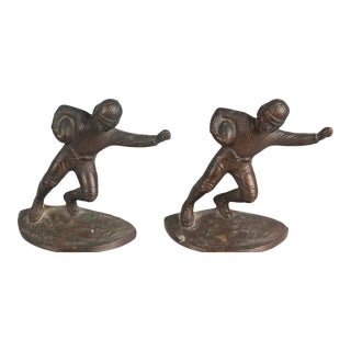 1920s Hubley Cast Iron Football Player Bookends - a Pair For Sale