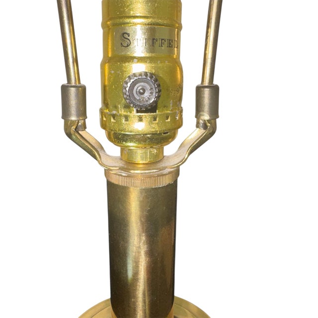 Stiffel 1970s Hollywood Regency Stiffel Solid Brass Urn Table Lamp With Fringed Shade For Sale - Image 4 of 15