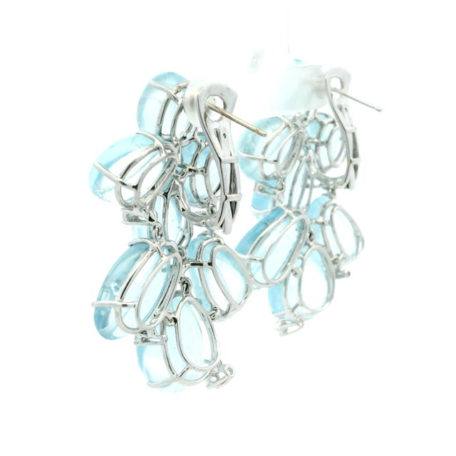 Italian Aquamarine and Diamond Chandelier Earrings in 18k White Gold, Circa 1990, Pair For Sale - Image 12 of 13