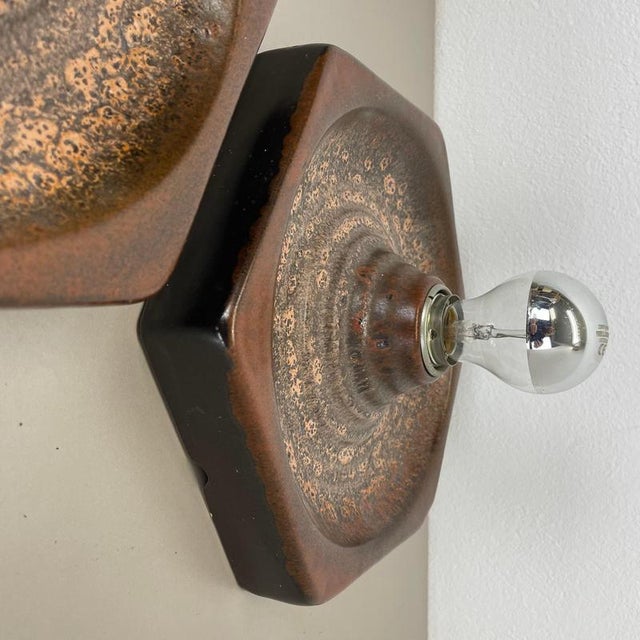 Brown Ceramic Sputnik Wall Lights from Pan Keramik, Germany, 1970s, Set of 3 For Sale - Image 12 of 18