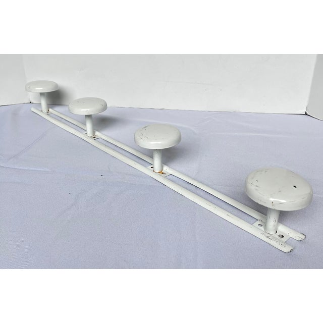 Mid 20th Century Mid 20th Century French White Enamel Four Peg Coat Rack For Sale - Image 5 of 16