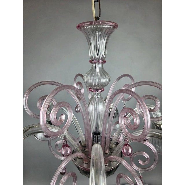 Six-Arm Murano Chandelier with Scrollwork, 20th Century Up to 250V (Europe/UK Standard).The wiring of this item may be...