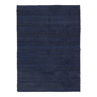 Navy Solid Handwoven Premium Natural Jute Yarn Flatweave Rug 9x12 Ft. For Sale