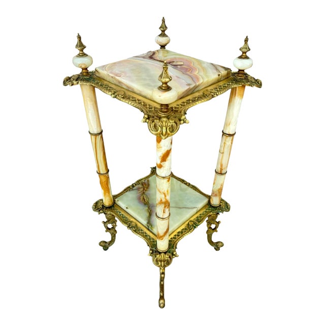 19th Century Bronze and Onyx Plant Stand For Sale