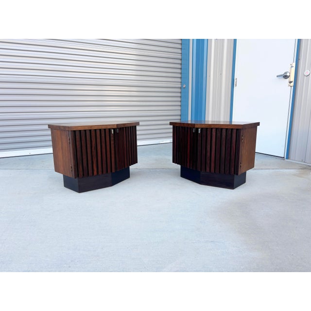 Mid-Century Modern 1960s Mid-Century Lane Tower Suite Rosewood & Walnut Pair of Nightstands For Sale - Image 3 of 11
