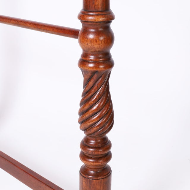 Vintage British Colonial Style Anglo Indian Blanket Rack With Carved Fists For Sale In West Palm - Image 6 of 7