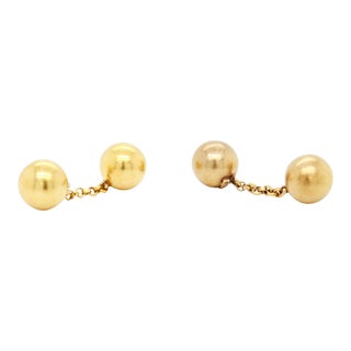 Pair of Bulgari 18k Yellow Gold Ball & Chain Cufflinks For Sale