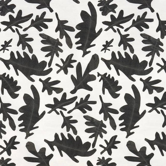 The Old Oak Black & White Print on Cotton/Linen Blend Fabric For Sale