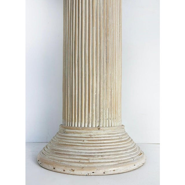 Gabriella Crespi Coastal Chic Vintage Split-Reed Whitewashed Pedestal Column For Sale - Image 4 of 6