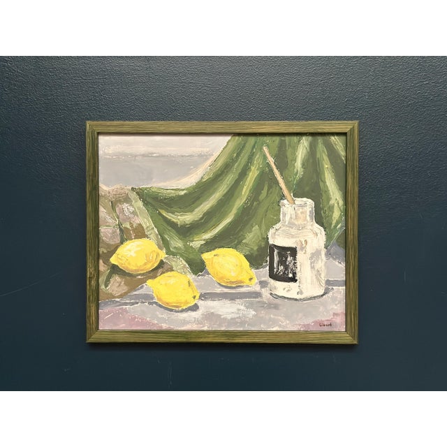 Gilbert, Still Life with Lemons and Inkpot, 1950s, Oil on Panel, Framed For Sale - Image 13 of 15