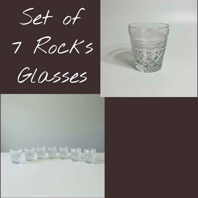 Mid 20th Century Vintage Anchor Hocking Wexford Decanter & 7 Rocks Glasses-Barware-Whiskey Set For Sale - Image 5 of 12
