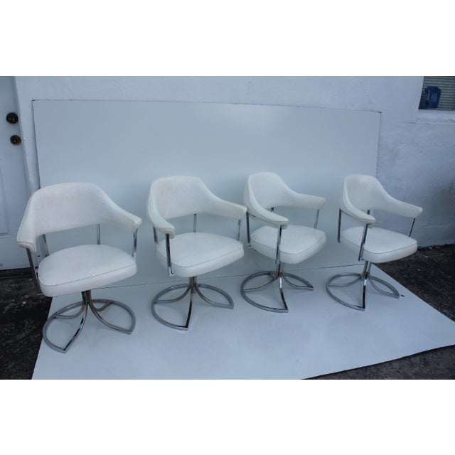 Vintage Retro Chrome Swivel Dining Chairs 4 Chairish
