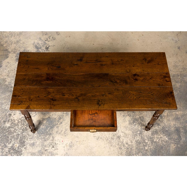 French Provincial Mid-19th Century French Provincial Louis Philippe Style Oak Writing Table For Sale - Image 3 of 18