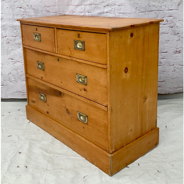 Pine Campaign Chest of Drawers For Sale - Image 4 of 10