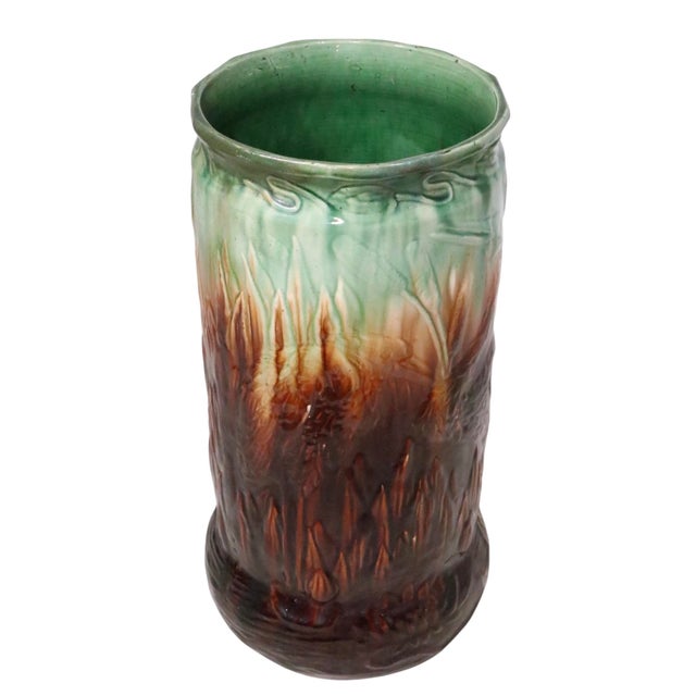 Antique Majolica Umbrella Cane Stand Possibly Weller or Roseville For Sale - Image 9 of 15