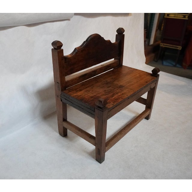 Mid 19th Century Antique Walnut Bench Seat With Back Rest For Sale - Image 5 of 13