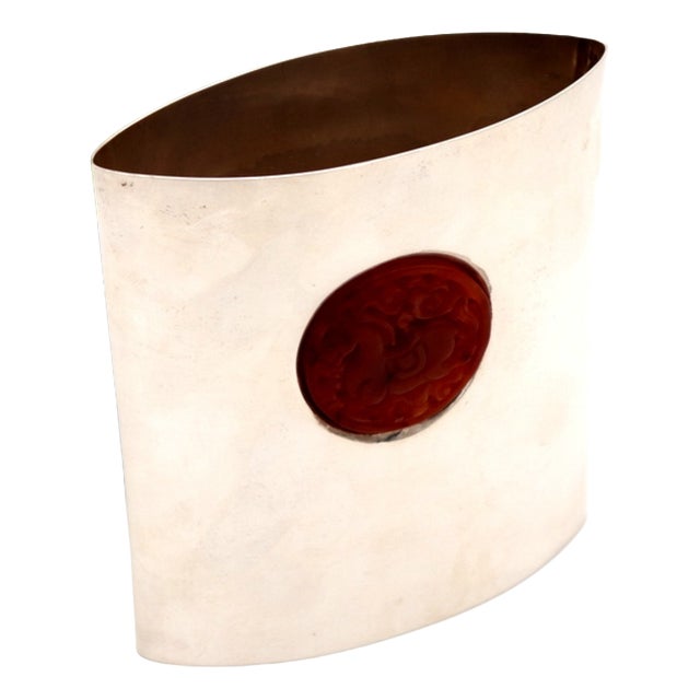Plain Silver Jug with Circular Frame For Sale