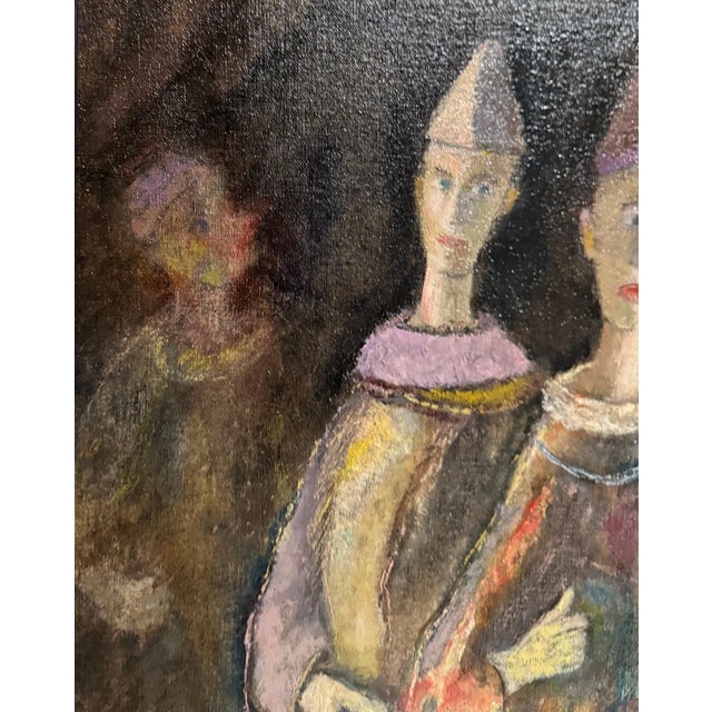 Samuel Brecher, Samuel Brecher Wpa Artist Mid Century Mod Modernist Oil Painting Circus Clowns For Sale - Image 4 of 18