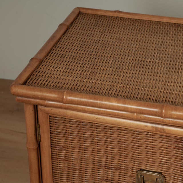 Vintage Faux Bamboo and Wicker Cabinet Chest by American of Martinsville For Sale - Image 11 of 16
