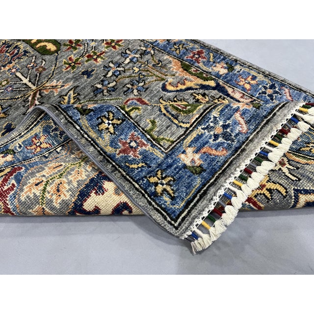 Gray & Blue Chobi Wool Runner Rug, Persian Bijar Floral Design, 2′7″ × 9′8″ For Sale - Image 11 of 15
